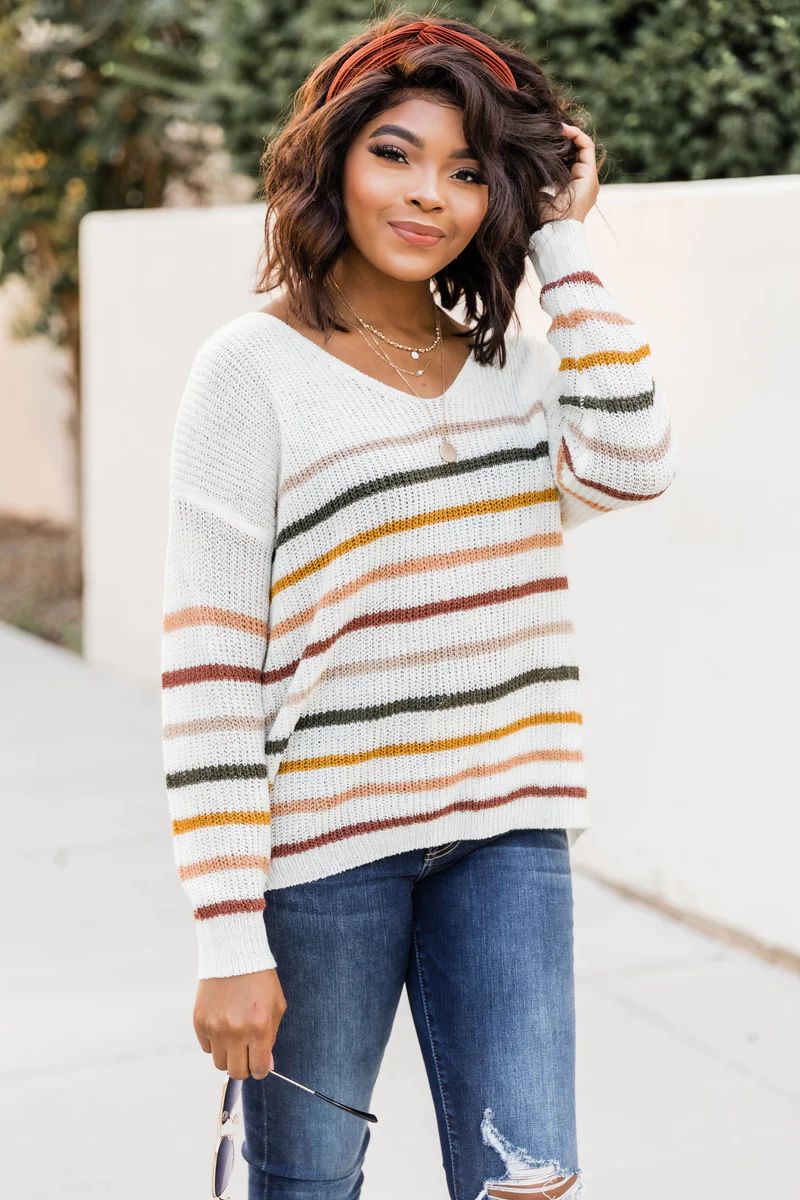 My Fall Favorite Stripe Multi Sweater | The Pink Lily Boutique