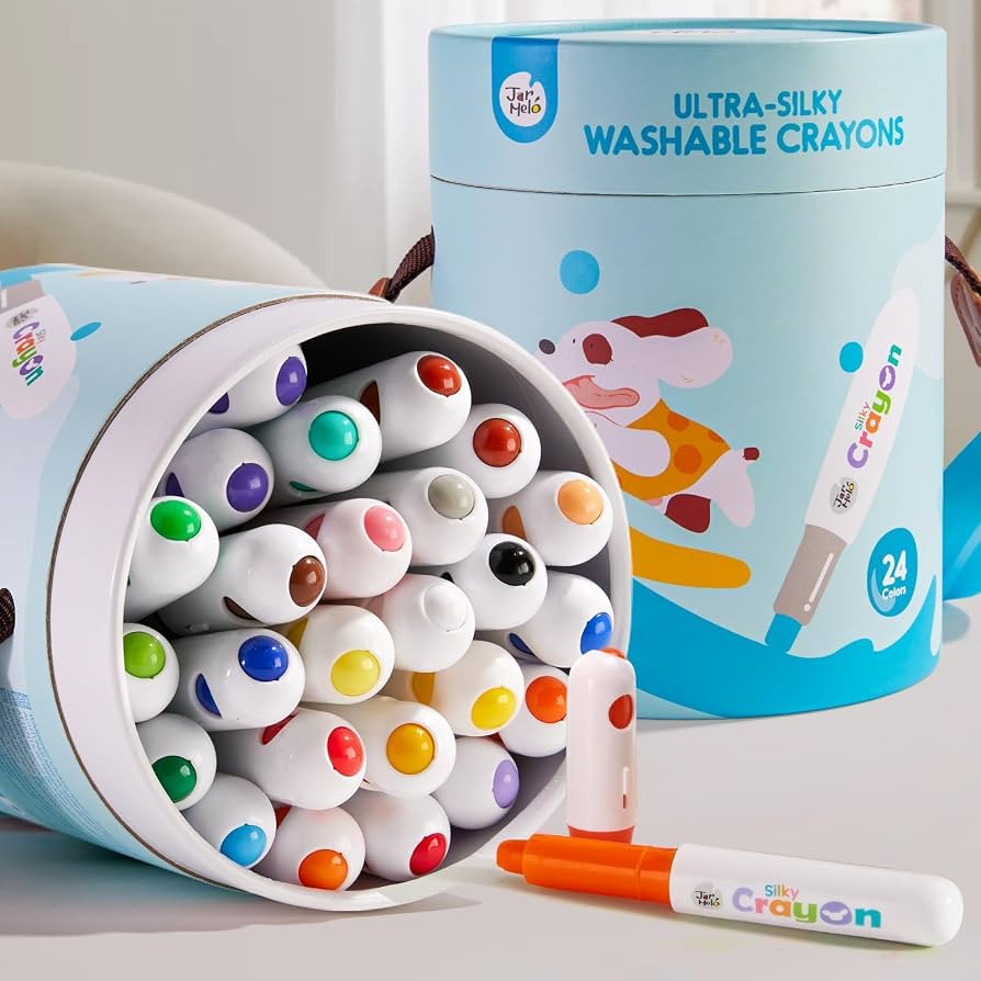 Jar Melo Jumbo Washable Crayons for Toddlers, 24 Colors Ultra-Silky Washable Crayons with 108 Fre... | Amazon (US)