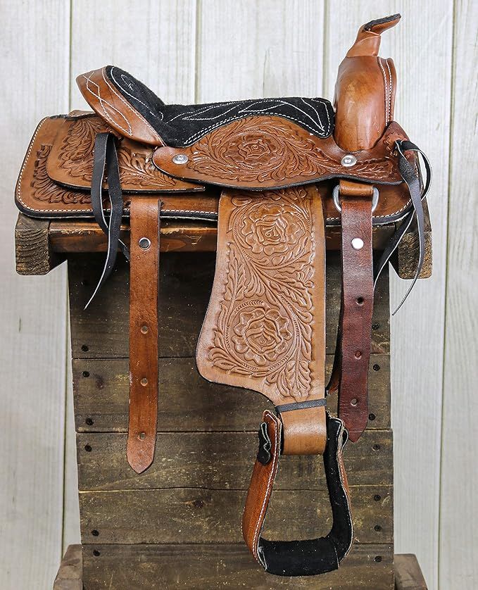 M-Royal 10" Pony Mini Horse Saddle Kids Pleasure Leather Brown Western Saddle | Amazon (US)