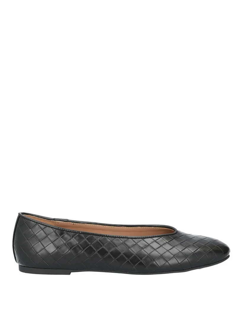 Free Assembly Women's Faux Leather Basketweave Textured Flats, Sizes 6-11 | Walmart (US)