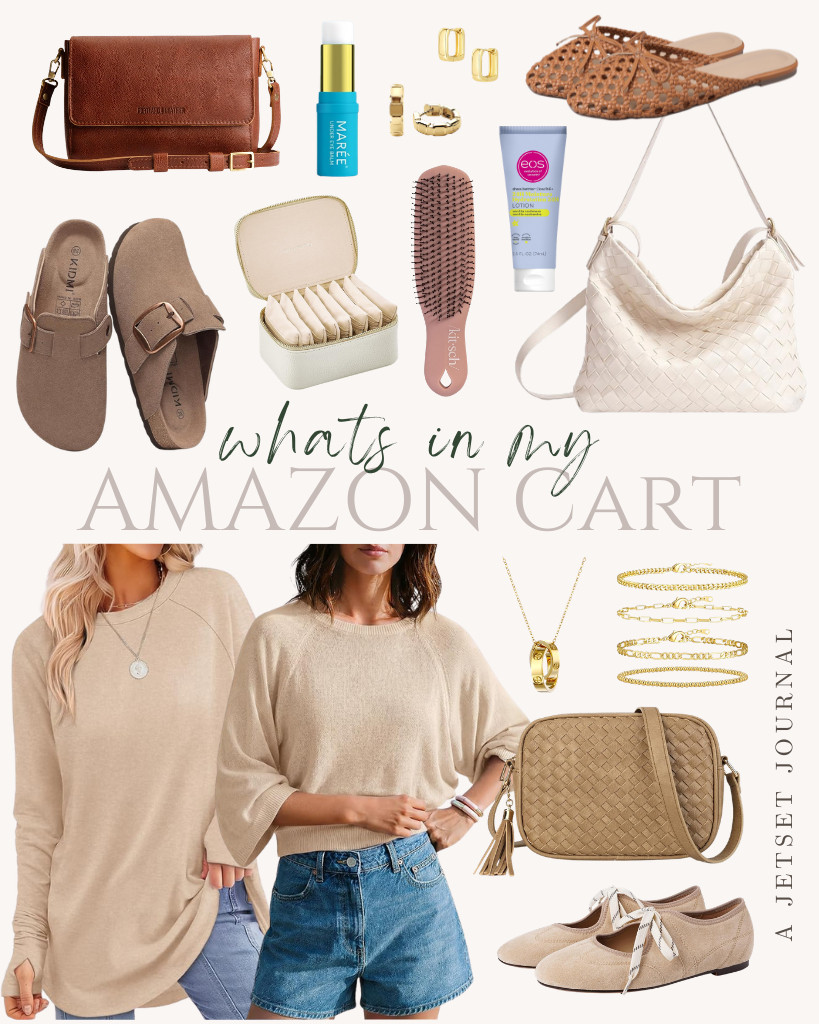What’s in my Amazon Cart, you say? I added these trendy tops from Saodimallsu and XIEERDUO that everybody is talking about. Also here are Synchoiss woven mules, KIDMI suede clogs, and CHARMUST lace-up ballet flats. These Portland Leather Goods and AFKOMST crossbody bags are also popular, so I added them to my cart. There are accessories like adoyi bracelets and a couple of earrings in here, too! 

 #LTKSeasonal #LTKSaleAlert #LTKTravel