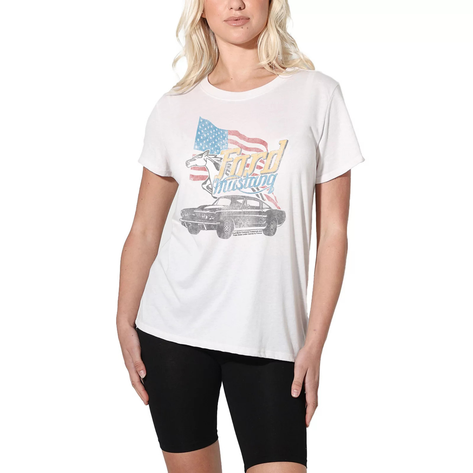 Juniors' Ford Mustang USA Loose Fit Graphic Tee, Girl's, Size: Small, White | Kohl's