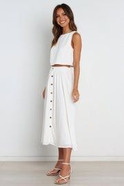 Sutton Skirt - White Two Piece Set- White Skirt  | Petal & Pup (US)