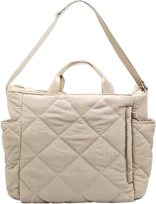 Fozehlad Quilted Tote Bag for Women Puffy Padding Satchel Hobo Purse Shoulder Handbag for Trendy | Amazon (US)