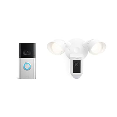 Ring Video Doorbell 4 (2021 release) with Ring Floodlight Cam Wired Plus, White (2021 release) | Amazon (US)