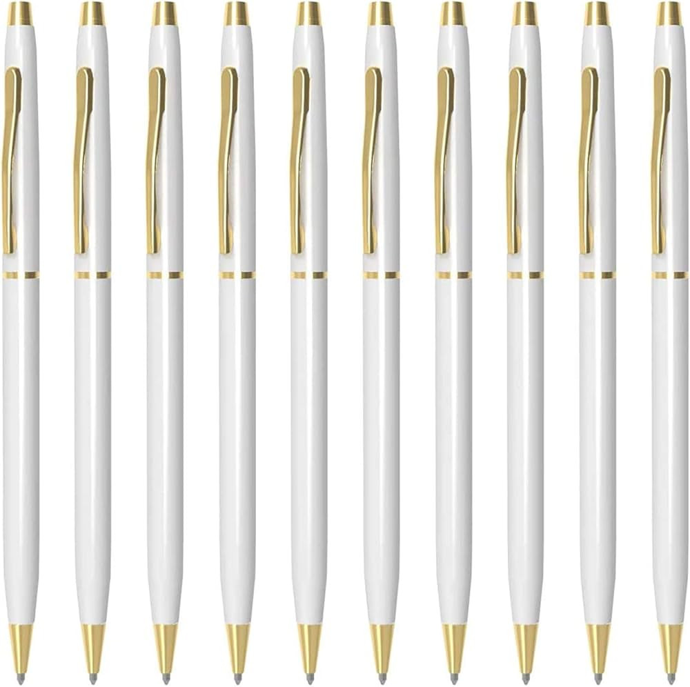 Cambond White Pens, Ballpoint Pen Bulk Black Ink 1.0 mm Medium Point Retractable Stick Pens Smoot... | Amazon (US)