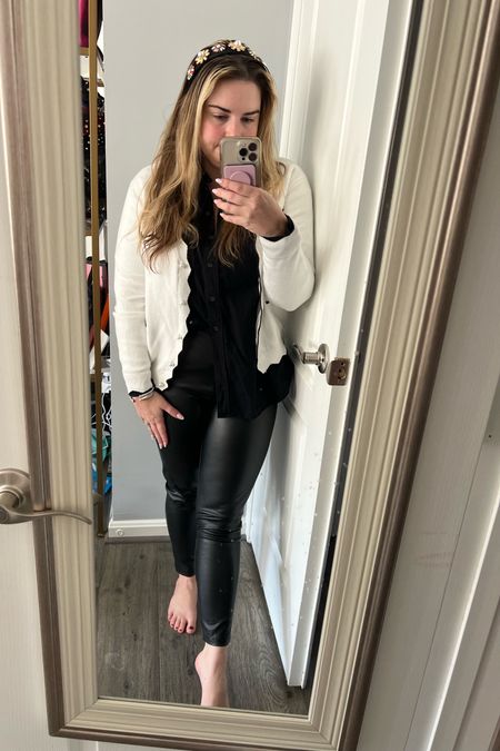 Date night outfit 

Midsize outfit, leather leggings, scalloped cardigan, headband, winter outfit 

#LTKmidsize #LTKstyletip