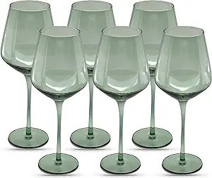 Saludi Light Blue Sea Wine Glasses Ocean, 16.5oz (Set of 6) Stemmed Single Color Glass - Great fo... | Amazon (US)