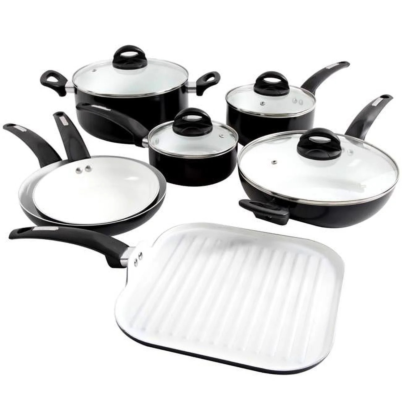 Oster Ashford 10 piece Aluminum Nonstick Cookware Set in Black with Bakelite Handle | Walmart (US)