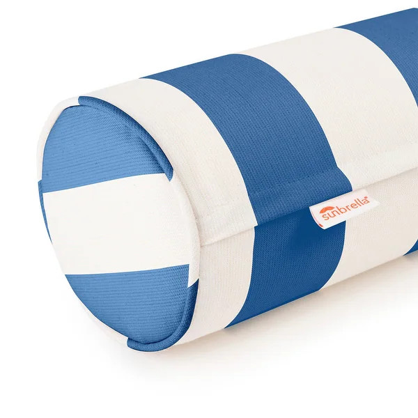 Austin Horn Classics Sunbrella Maxim Heather & Cabana Stripe Zippered & Filled Neck Roll Bolster,... | Bed Bath & Beyond