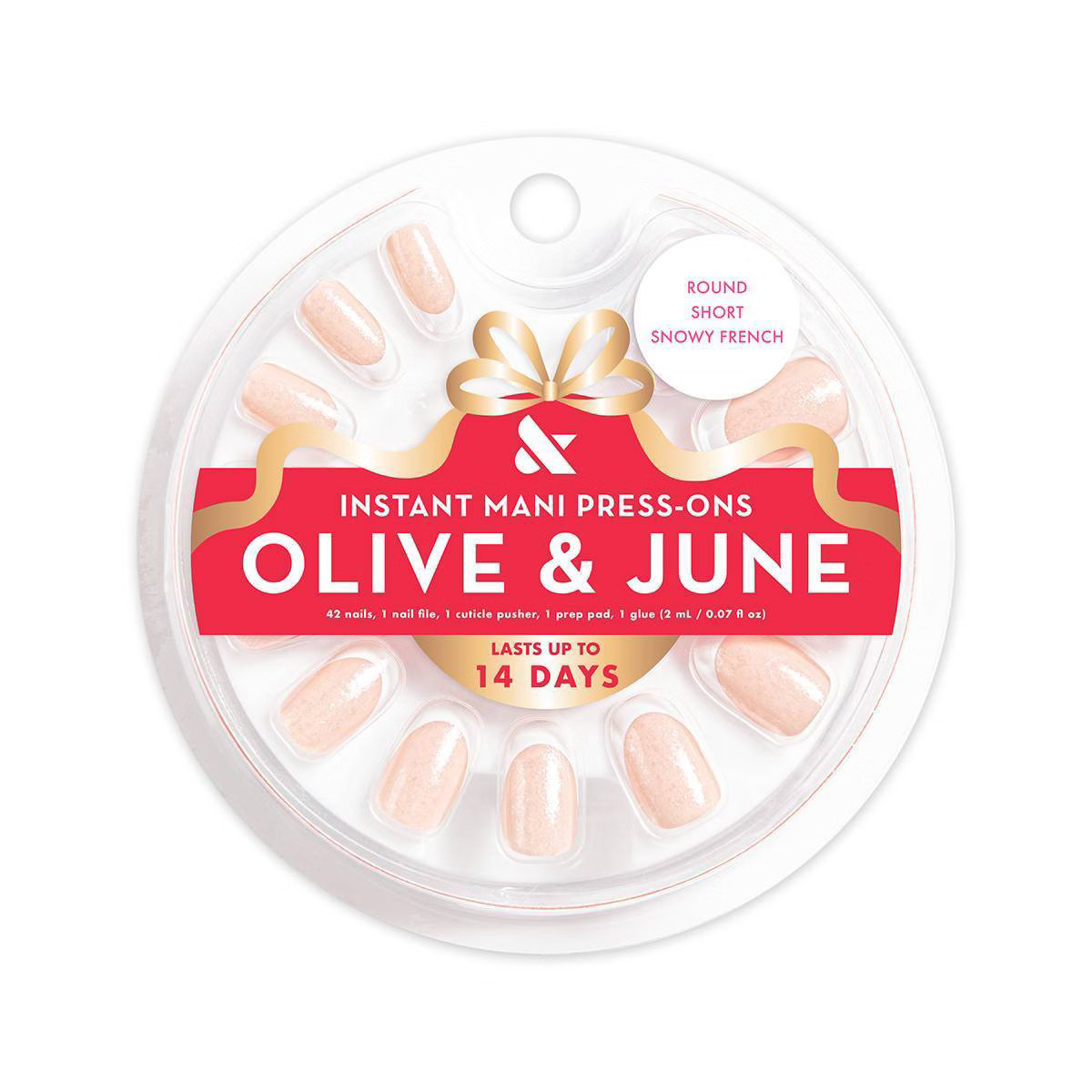 Olive & June Press-On Fake Nails - S Round - Snowy French - 42ct | Target