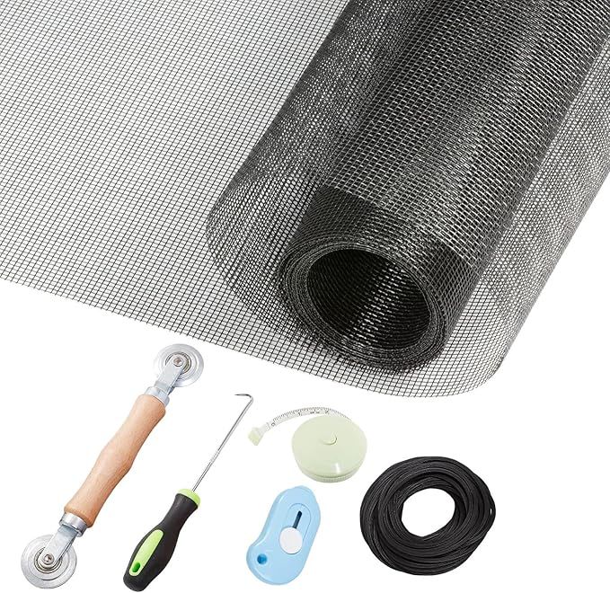 Window Screen Repair Kit - 59" x 106" Screen Door Replacement Fiberglass Screen Mesh with All Scr... | Amazon (US)