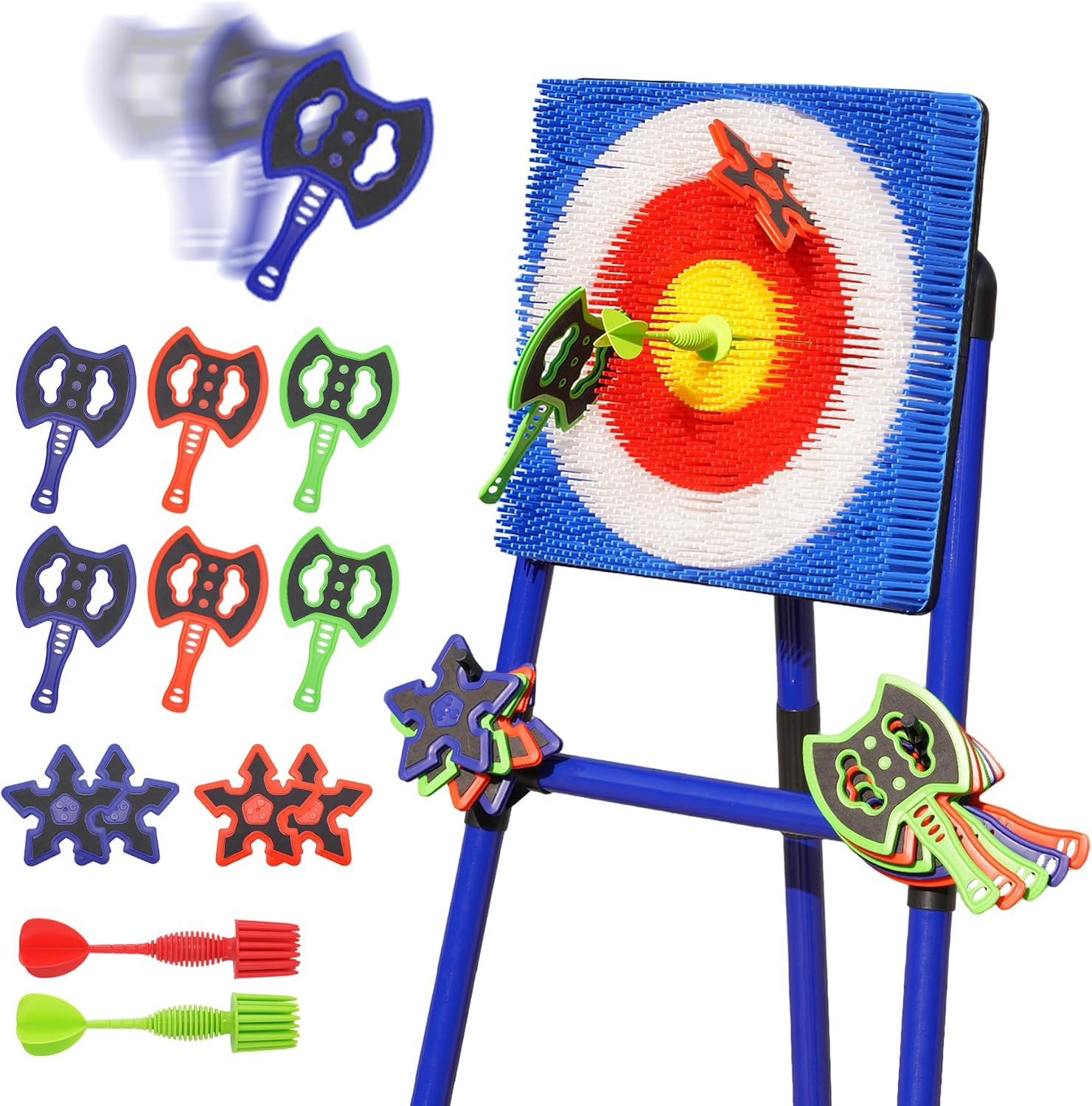 Axe Throwing Game for Backyard with Bristle Target & 12 Throwing Axes Set, Indoor & Outdoor Games for Adults, Kids & Family, Yard Games Toys, Axe Throwing Target,Dart Board | Amazon (US)
