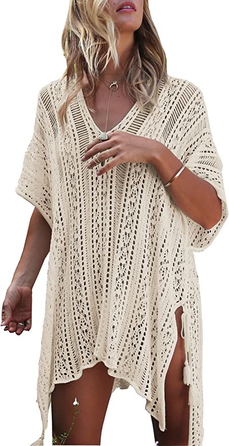 Wander Agio Beach Swimsuit for Women Sleeve Coverups Bikini Cover Up Net | Amazon (US)