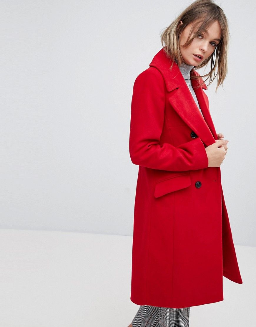 Oasis Tailored Double Breatsed Coat - Red | ASOS US