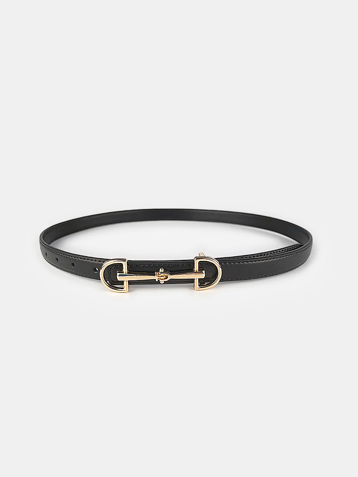 Horsebit Buckle Leather Thin Belt | Commense