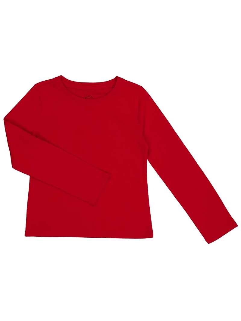 Wonder Nation Girls Long Sleeve Kid Tough T-Shirt, Sizes 4-18 & Plus | Walmart (US)