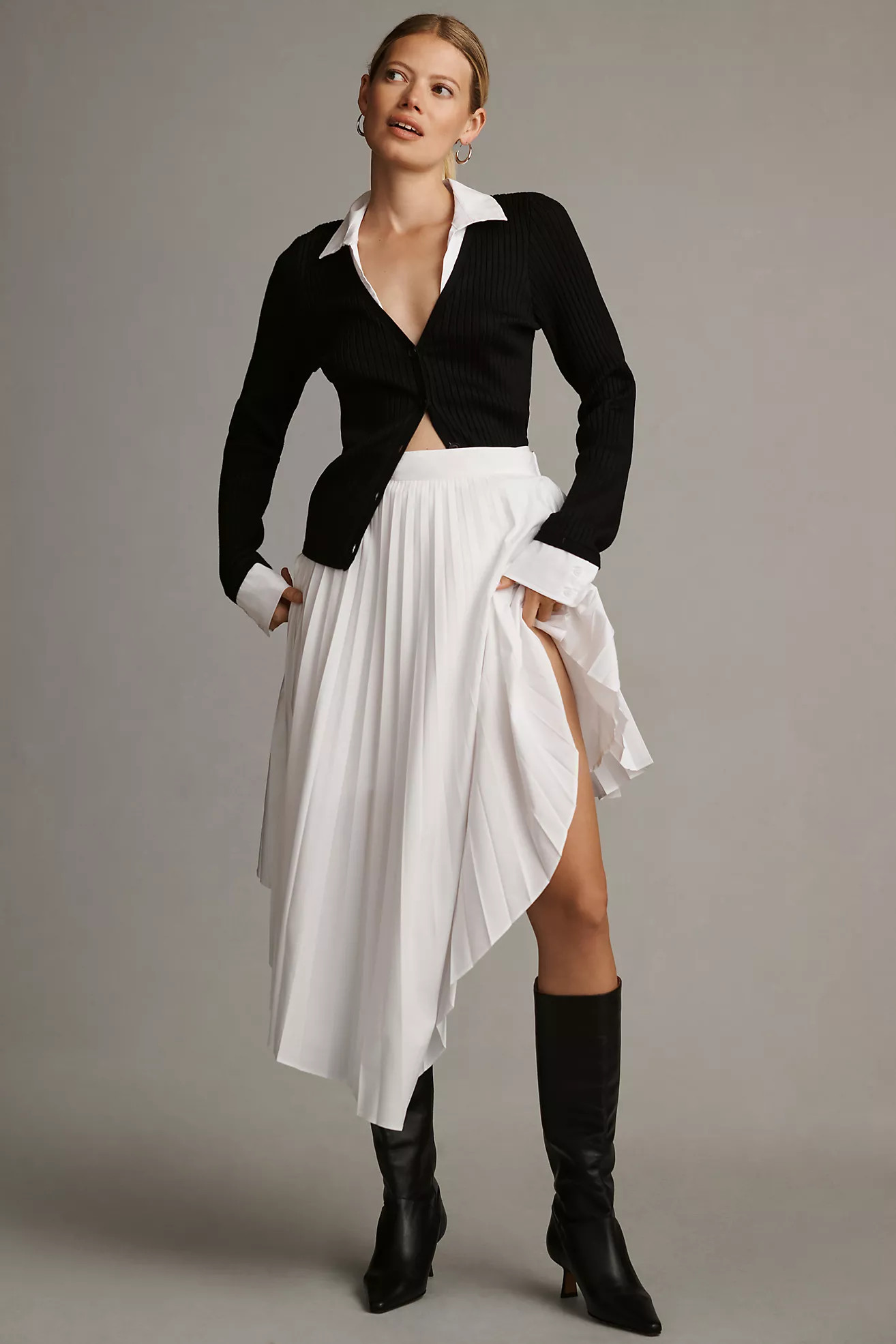 Maeve Layered Ribbed Cardigan Sweater | Anthropologie (US)