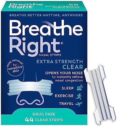 Breathe Right Nasal Strips | Extra Strength | Clear | For Sensitive Skin I Drug-Free Snoring Solu... | Amazon (US)