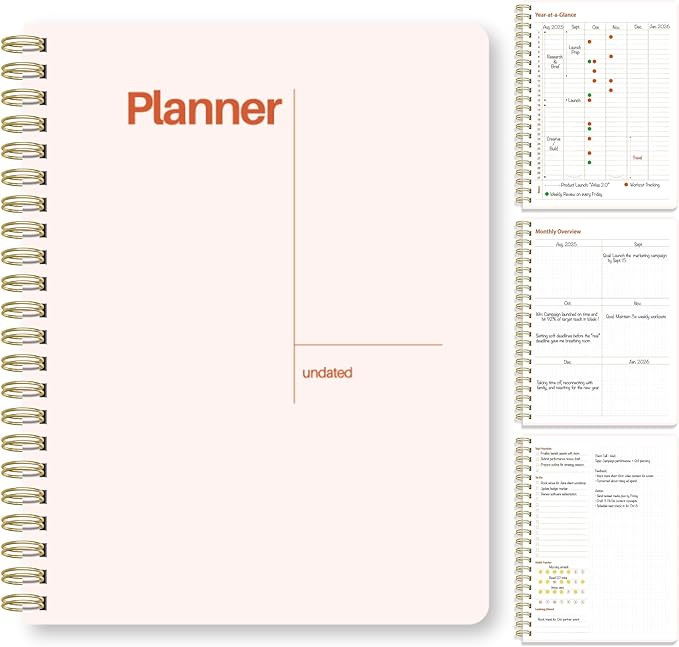 Undated Weekly Planner, 8.5x11” – Dashboard Layout with Yearly Review, Monthly Calendars, & W... | Amazon (US)