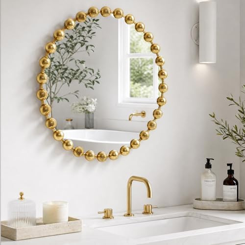 Madison Park 36 inch Gold Round Mirror, Round Mirrors for Wall Decor, Metal Frame Circle Mirrors ... | Amazon (US)