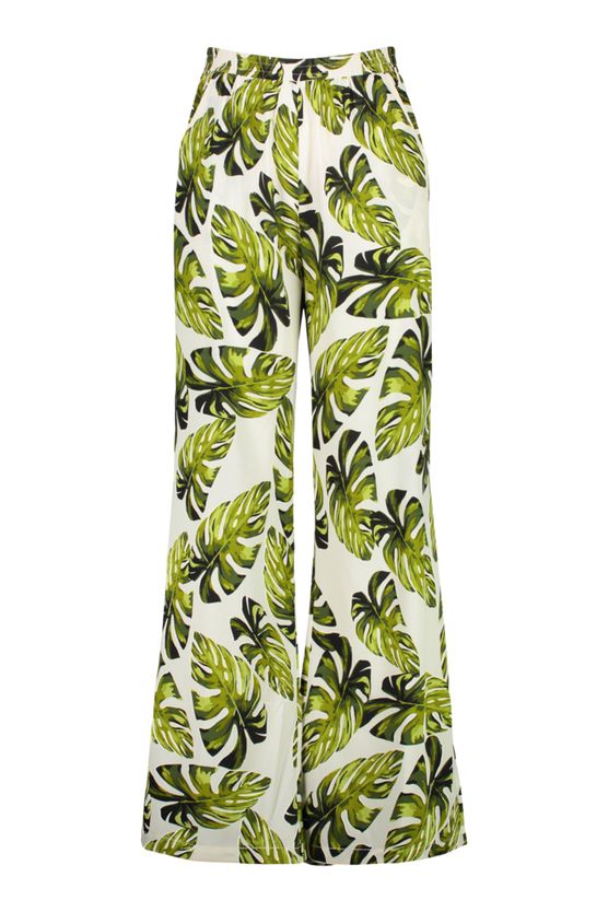 Plus Palm Print Wide Leg Pants | Boohoo.com (US & CA)