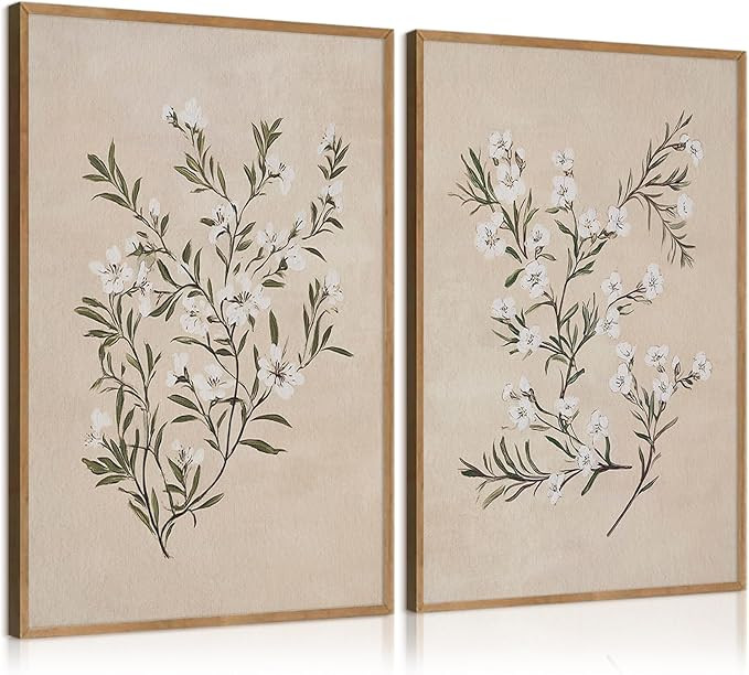 Vintage Botanical Wall Art Neutral Floral Prints Farmhouse Flower Canvas Wall Decor Watercolor Wi... | Amazon (US)
