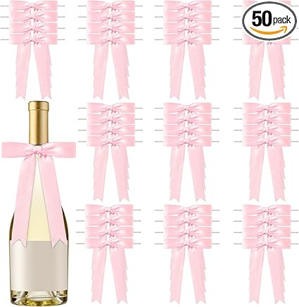 50 Pcs Pink Satin Ribbon Bow, 4.7 x 7.1 Inch Large Premade Twist Tie Bow Decor for Crafts Gifts W... | Amazon (US)