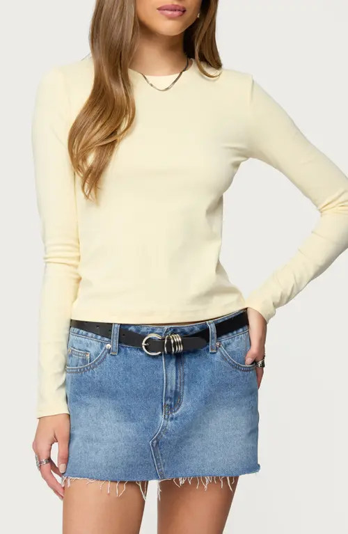 EDIKTED Kiyan Long Sleeve T-Shirt in Yellow at Nordstrom, Size Large | Nordstrom