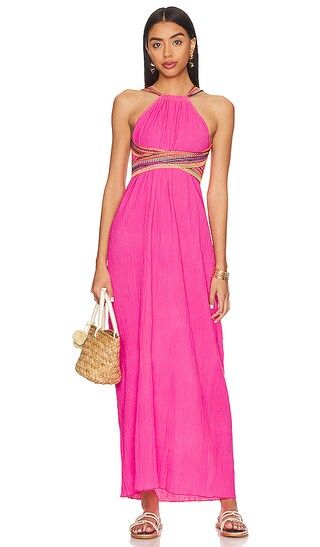 Crinkle Halter Maxi Dress in Hot Pink | Revolve Clothing (Global)