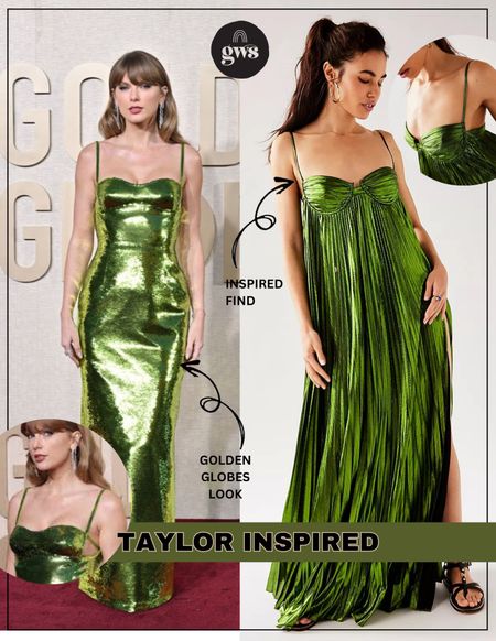 We love anything Taylor Swift inspired and when we found this flowing floor length green gown it was giving us major Golden Globe vibes from Taylor 🐍 

#LTKstyletip #LTKwedding