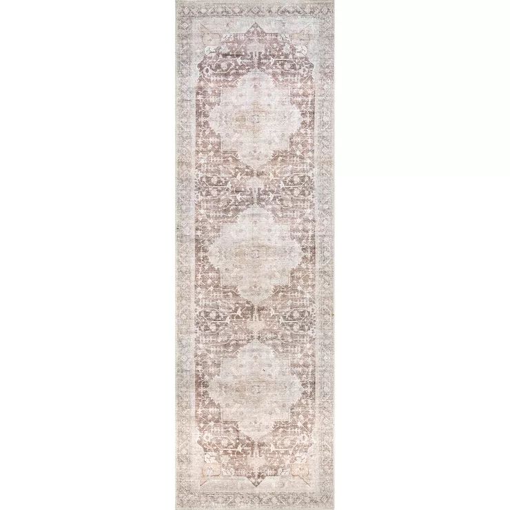 nuLOOM Rosa Machine Washable Distressed Vintage Medallion Area Rug | Target