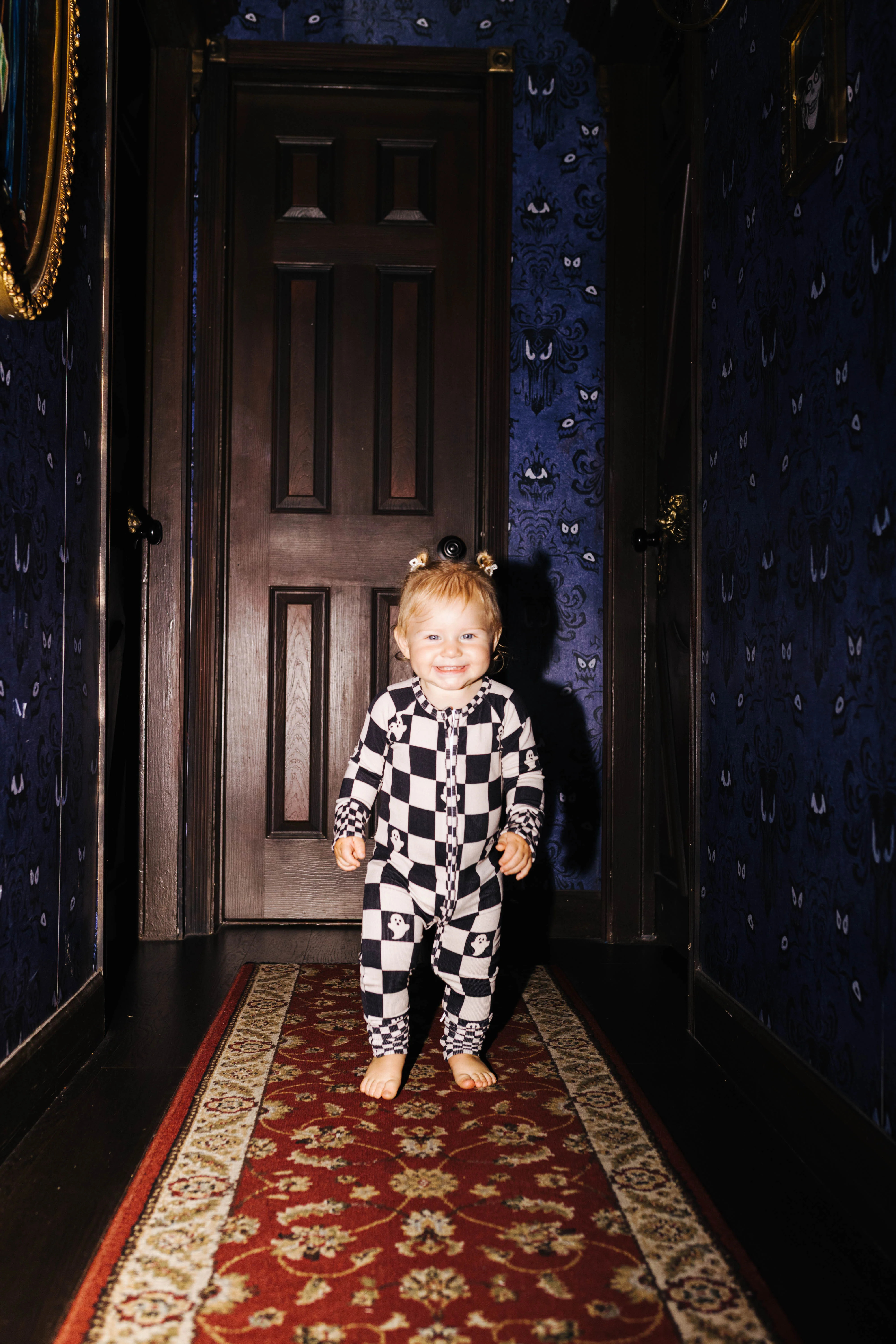 Baby Ghost Check Ribbed Zip Pajamas | Staykation