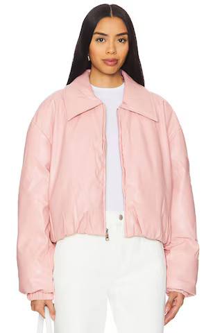 Bubish Elsa Leather Bomber Jacket in Powder Pink from Revolve.com | Revolve Clothing (Global)