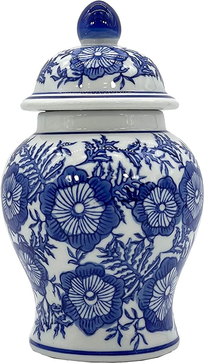 Galt International 8" Ceramic Ginger Jar with Lid - Tea Storage, Decorative, Home Decor Jar (Blue... | Amazon (US)