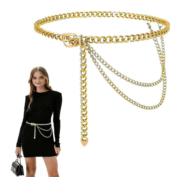 Chain Belt for Women Metal Waist Chain Fashion  Chain Belts for Dress | Walmart (US)
