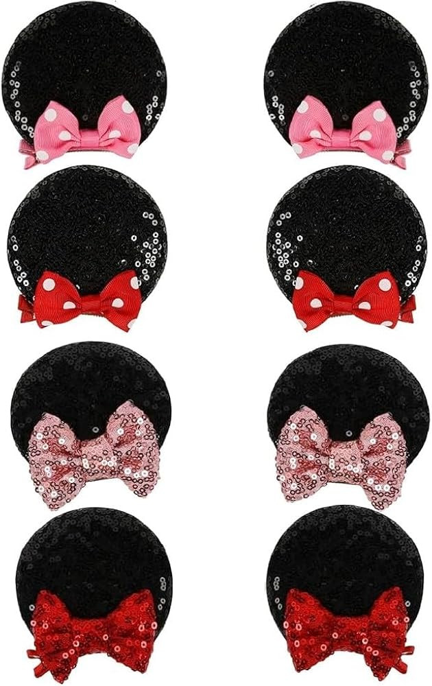Tobeffect Mouse Ears Hair Bows Clips Glitter Mice Ears Pack Cute Hair Bow Hair Accessories for Wo... | Amazon (US)
