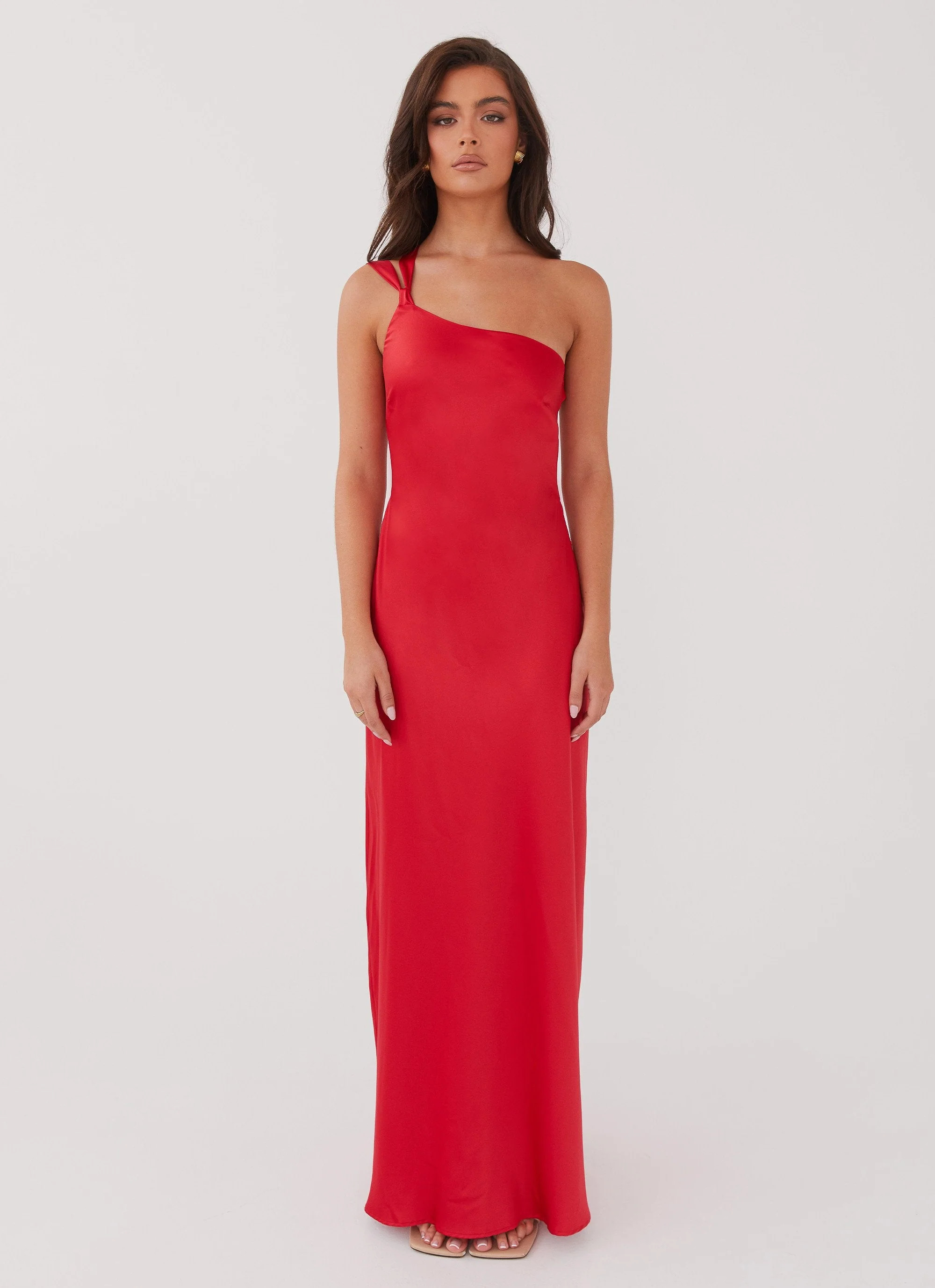 Delancy One Shoulder Maxi Dress - Rouge Red | Peppermayo (Global)