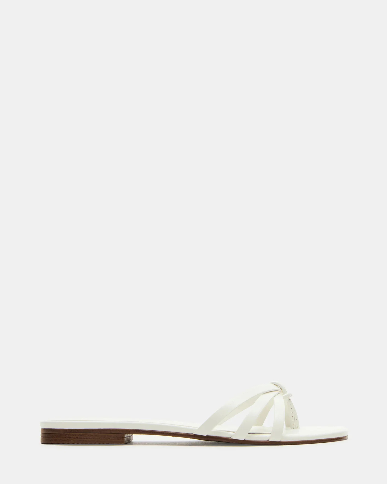 CALISSI White Leather Strappy Slide Sandals | Women's Designer Sandals | Steve Madden (Canada)