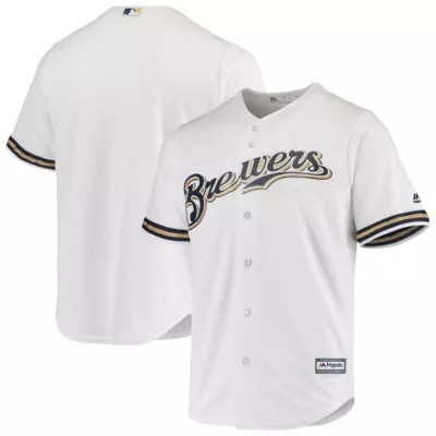 Majestic Men's MLB Milwaukee Brewers Team Official Jersey, White, Medium | Belk
