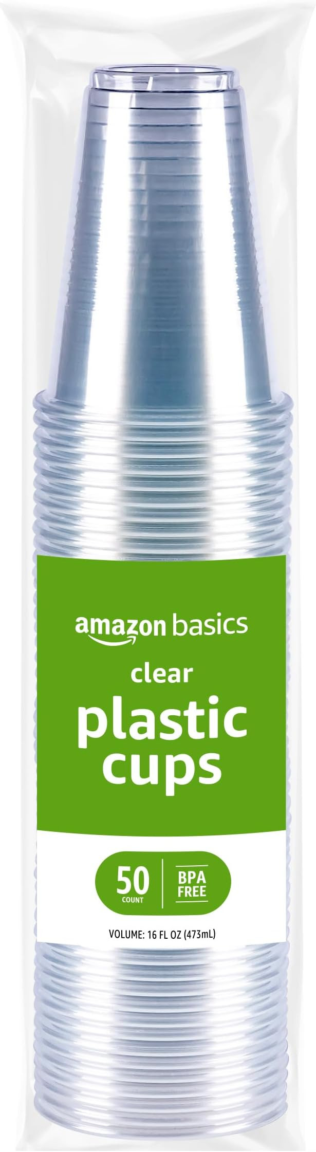 Amazon Basics Disposable Clear Plastic Cups, 16oz, 50 Count | Amazon (US)