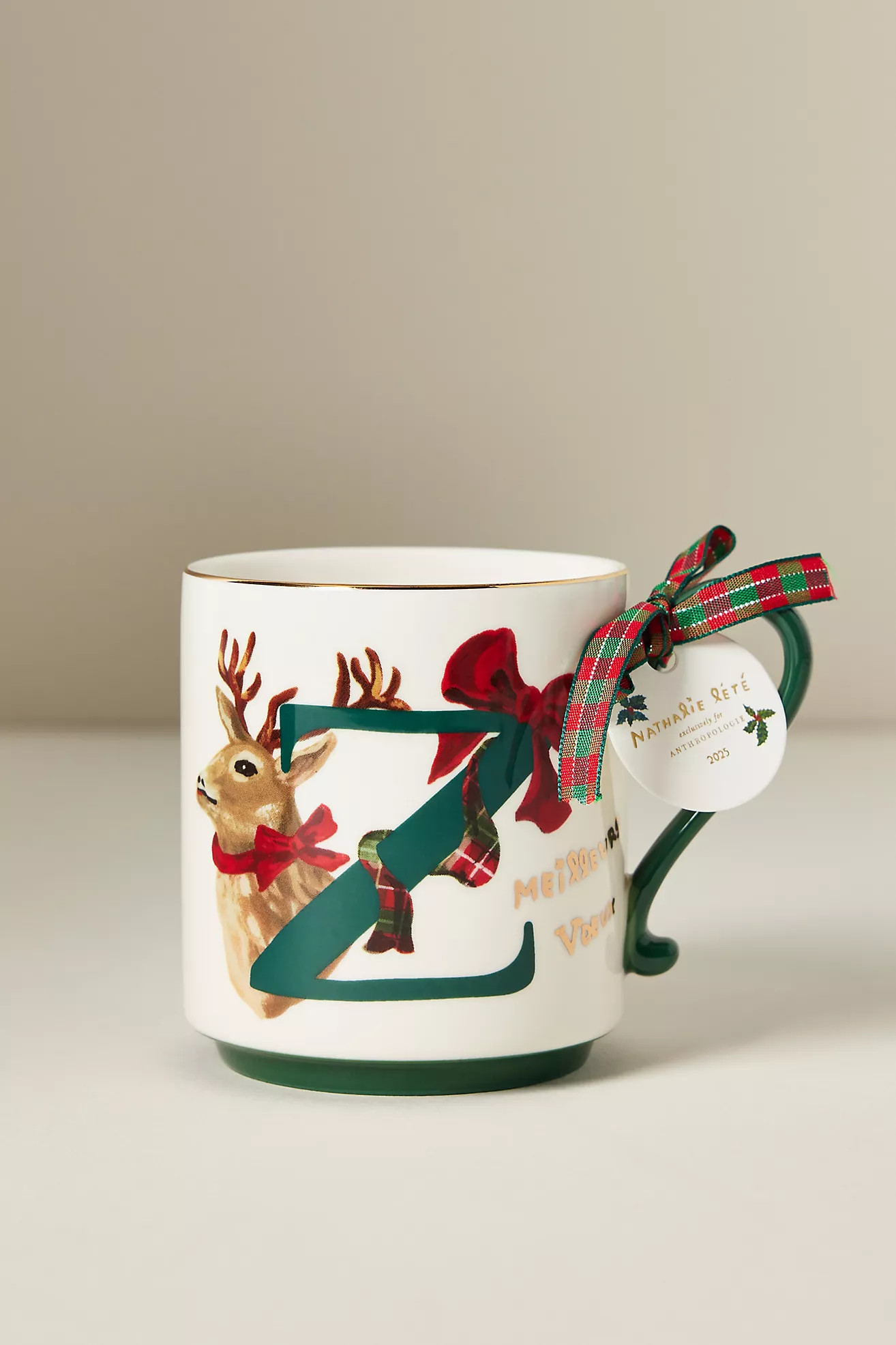 Nathalie Lete Stoneware Holiday Monogram Mug | Anthropologie (US)