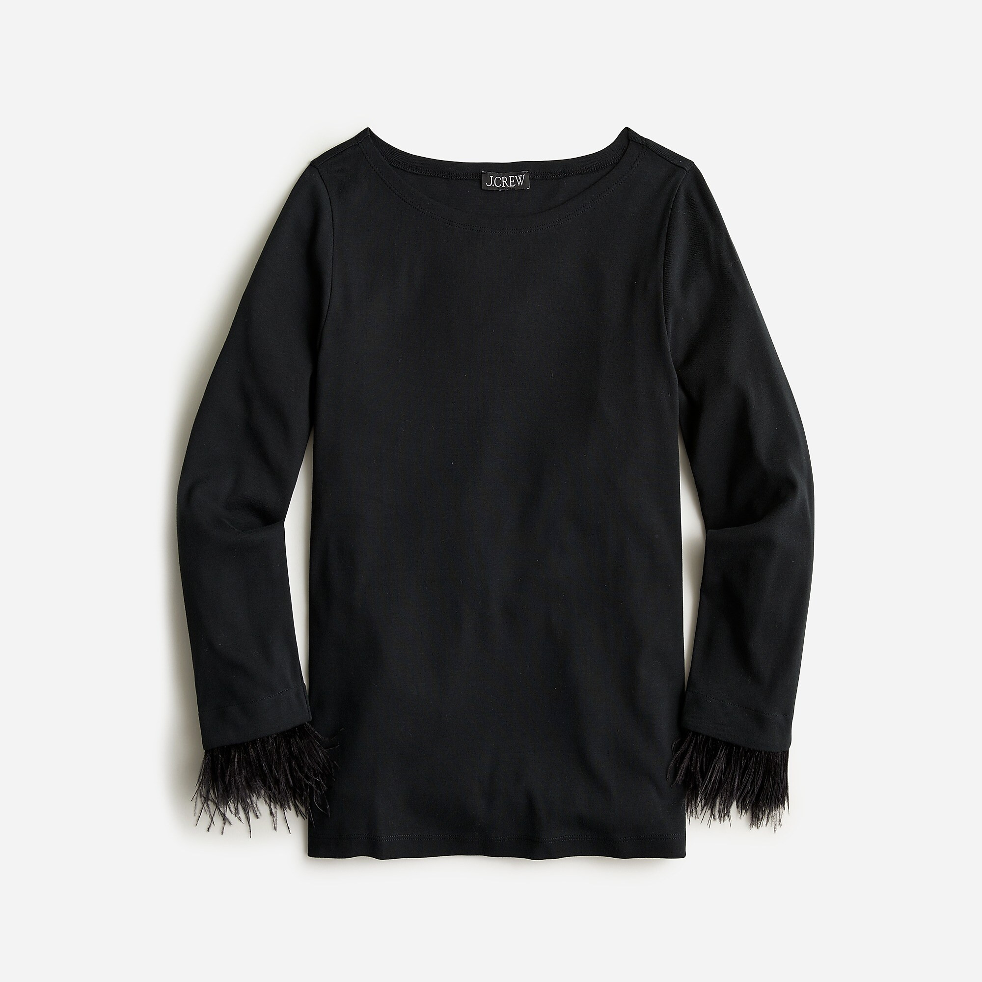 Faux-feather-trim long-sleeve shirt | J. Crew US