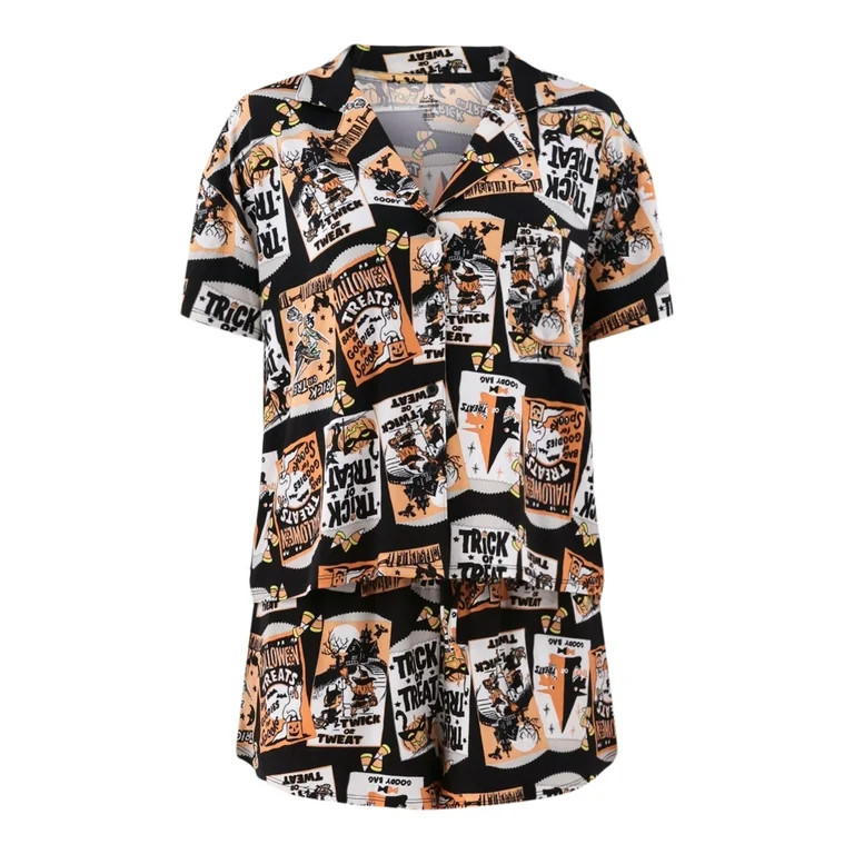 Halloween Women’s Trick or Treat Shorty Pajama Set, 2-Piece, Sizes XS-3X - Walmart.com | Walmart (US)