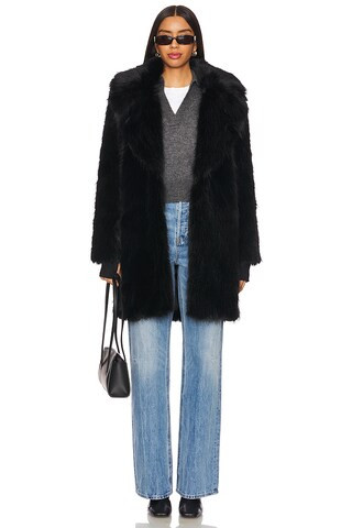 SAM. Faux Fur Mid Coat 34" in Black from Revolve.com | Revolve Clothing (Global)