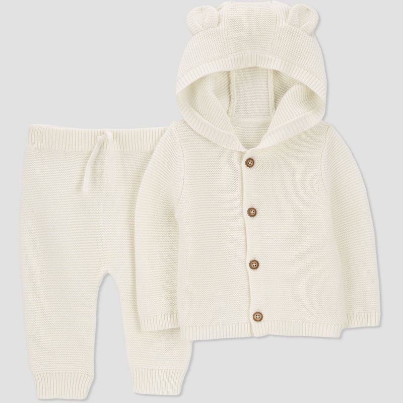 Carter's Just One You® Baby Girls' Bear Hooded Top & Bottom Set - Off-White | Target