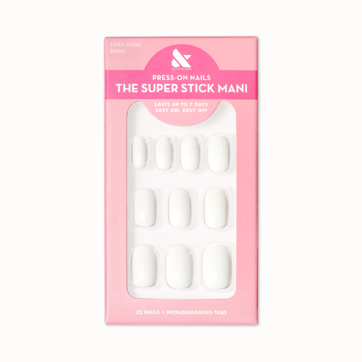 Swan | Extra Short | Squoval - Tab Press-On | Olive & June