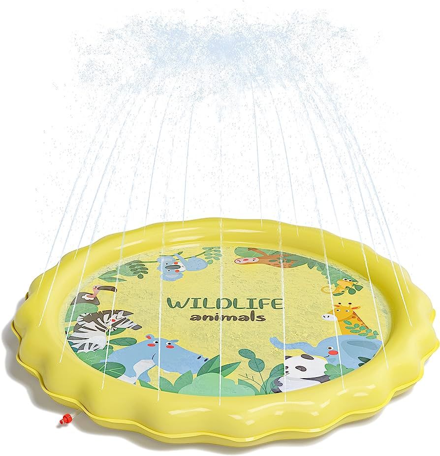 QPAU Splash Pad for Kids, 67" Non-Slip Splash Pad for Backyard & Outdoor, Outdoor Water Play Mat,... | Amazon (US)
