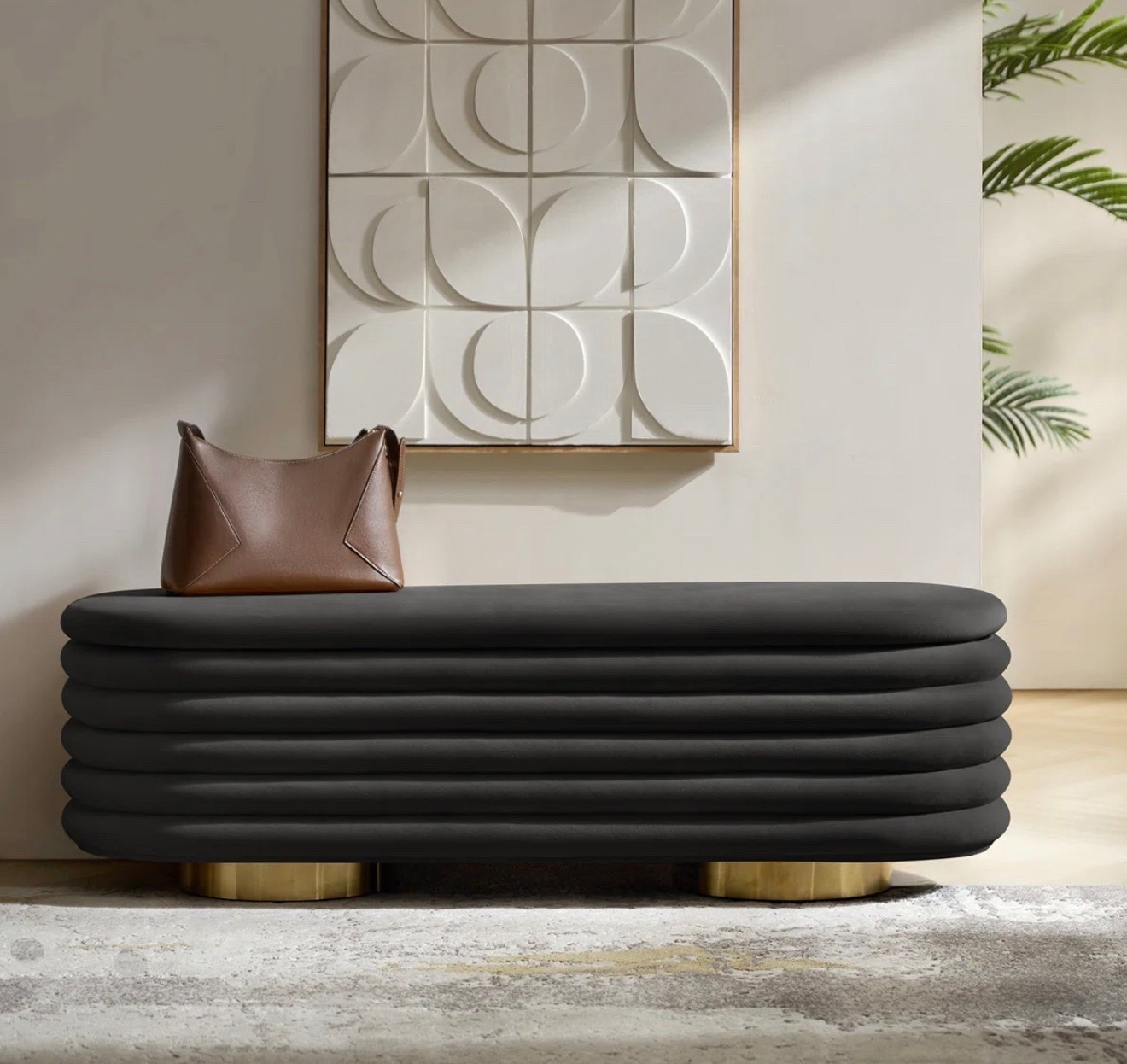 Nettie 54” velvet boucle upholstered  tufted storage bench with golden metal legs #ltkfurniture

#LTKHome #LTKSaleAlert