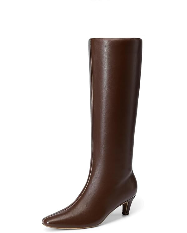 DREAM PAIRS Women Knee High Boots 2 Inch Kitten Heel Fashion Square Toe Wide Calf Long Boots | Amazon (US)
